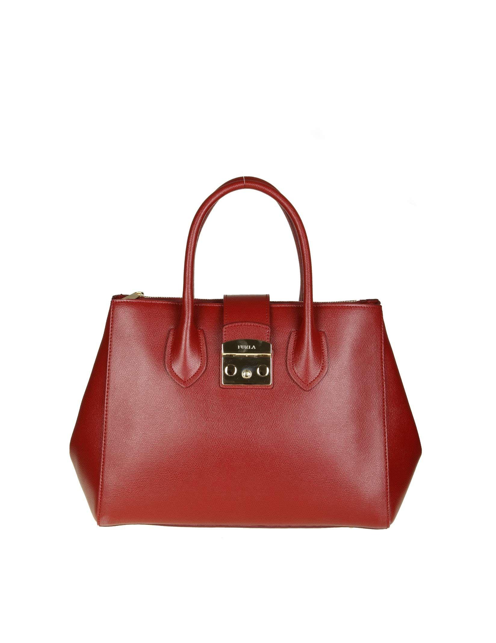 Furla Red Leather Handbag - Lyst