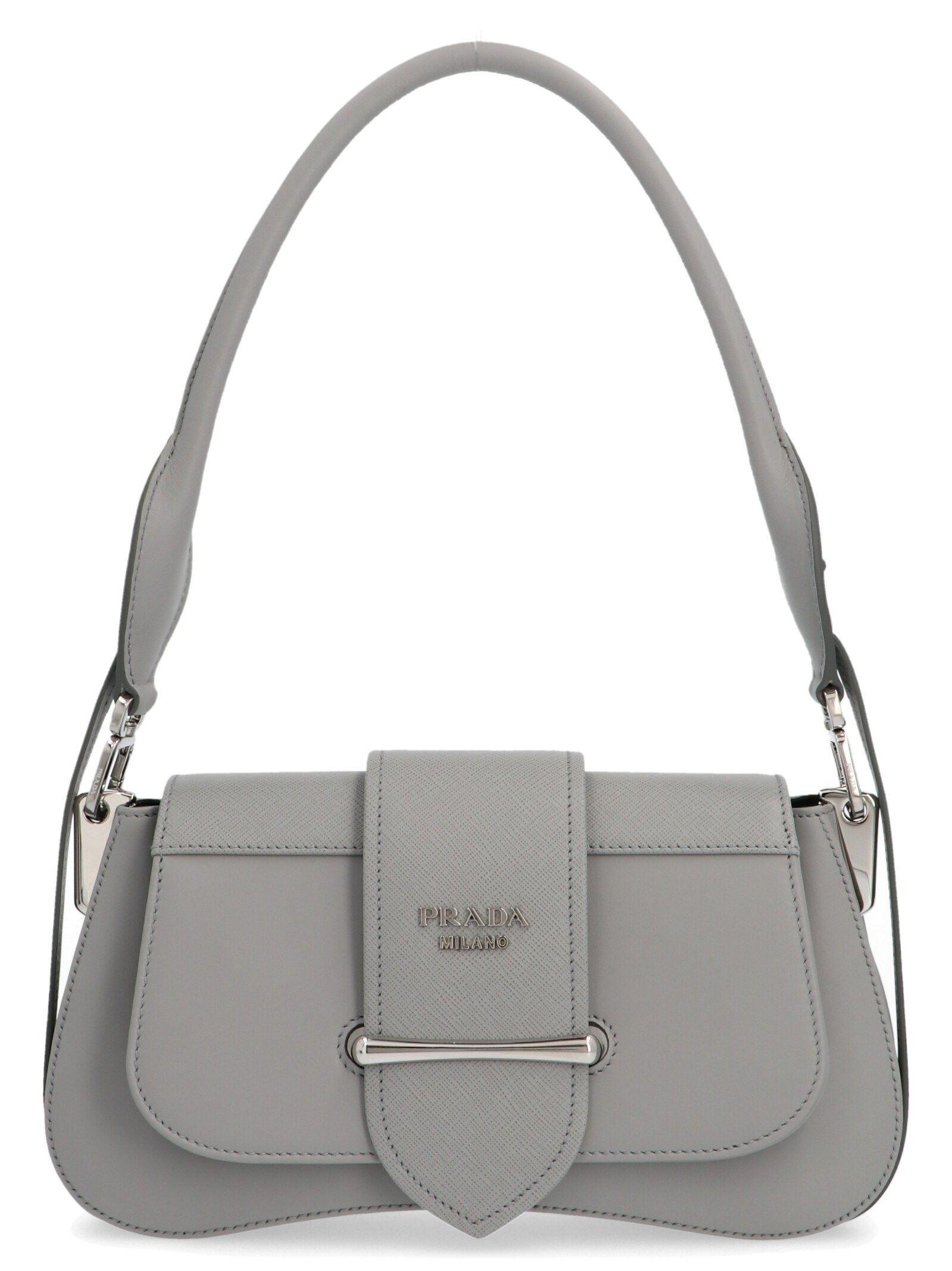 Prada Leather Handbag in Grey (Gray) - Lyst