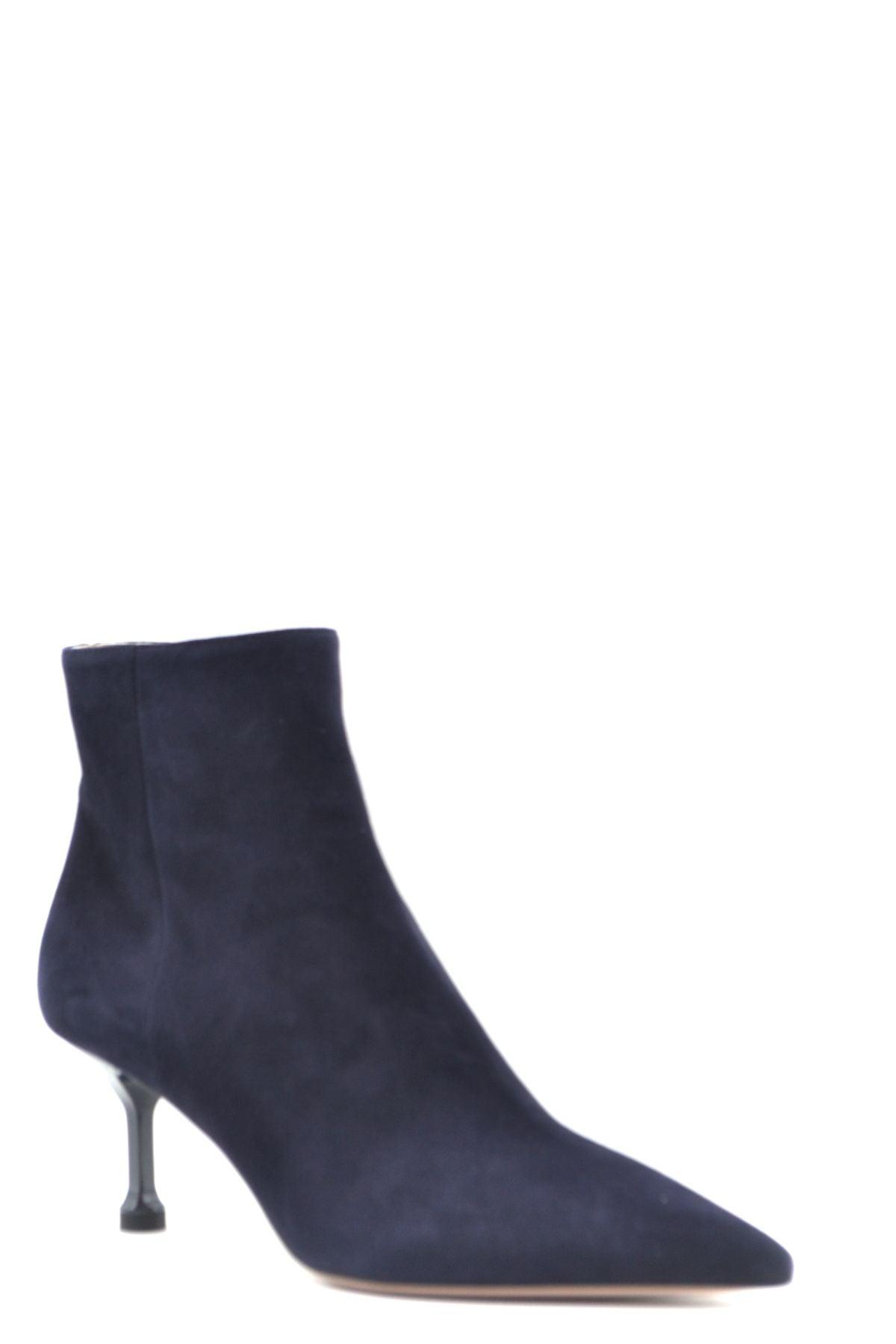 Prada Suede Pointed Ankle Boots in Blue | Lyst
