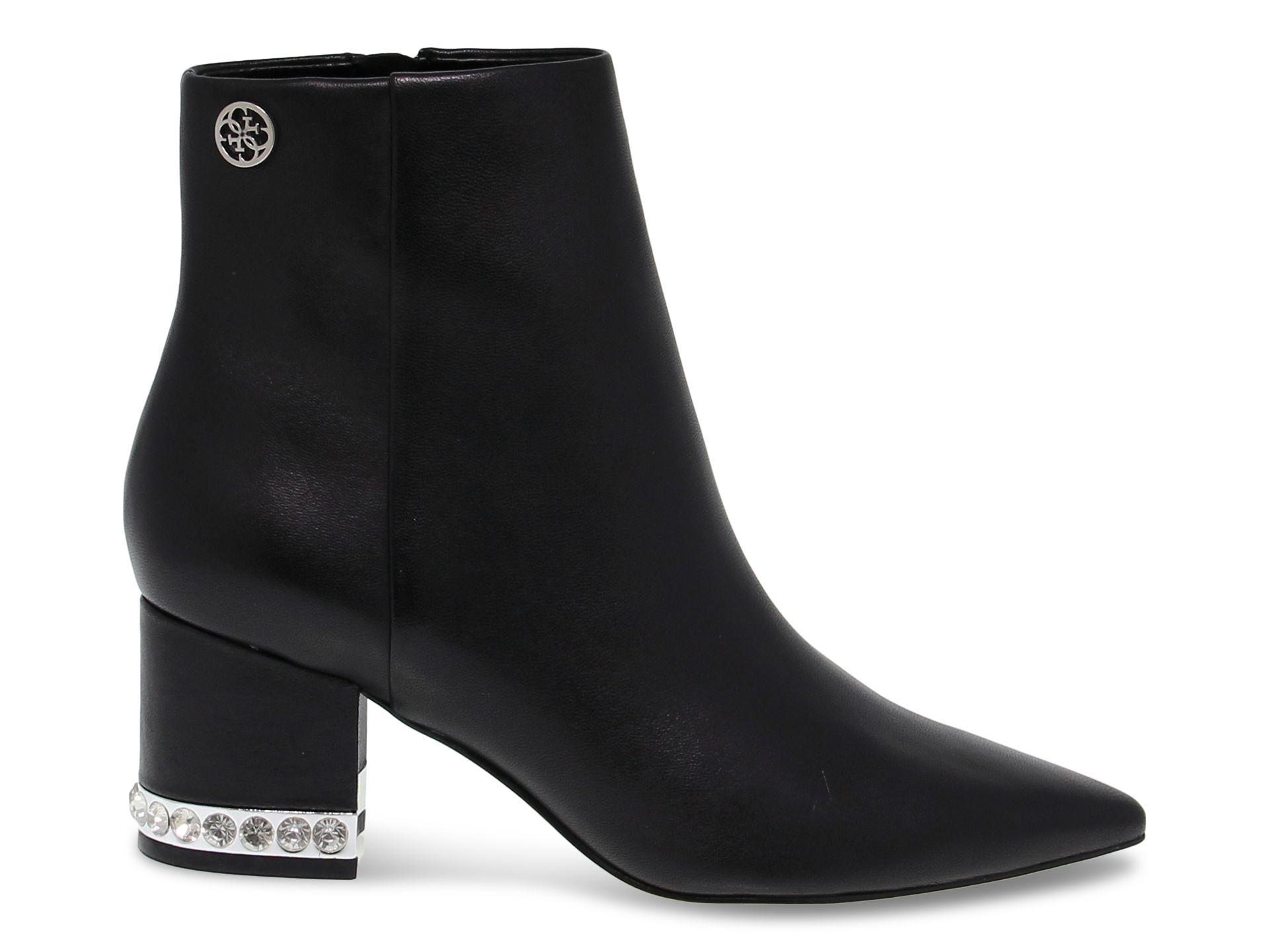 Guess Black Leather Ankle Boots Lyst