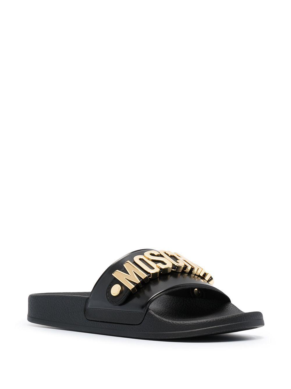 Moschino Leather Sandals in Black - Lyst