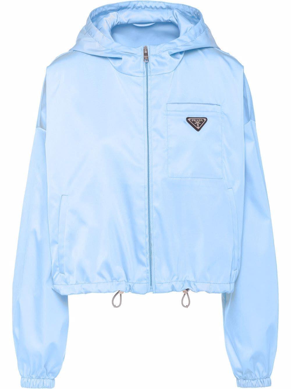 Prada Re-nylon Hooded Jacket in Blue | Lyst Canada