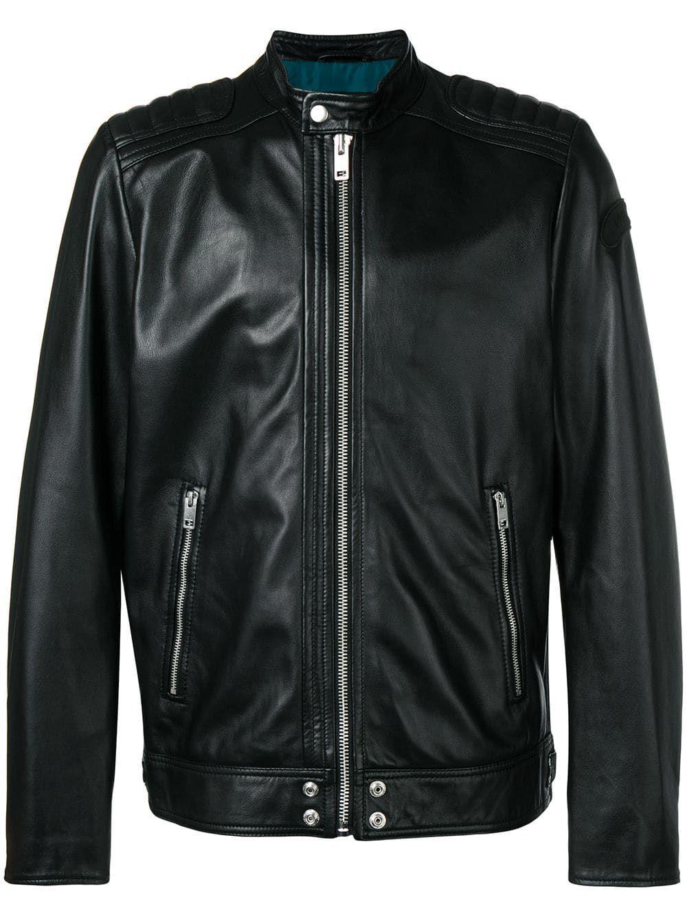 DIESEL Black Leather Outerwear Jacket for Men - Lyst