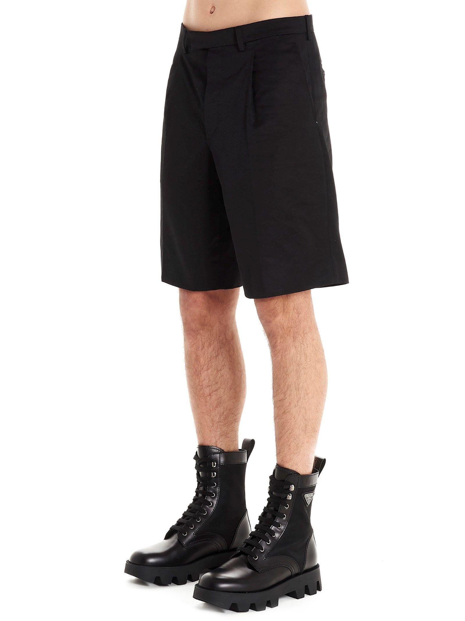 Prada Cotton Shorts in Black for Men - Lyst