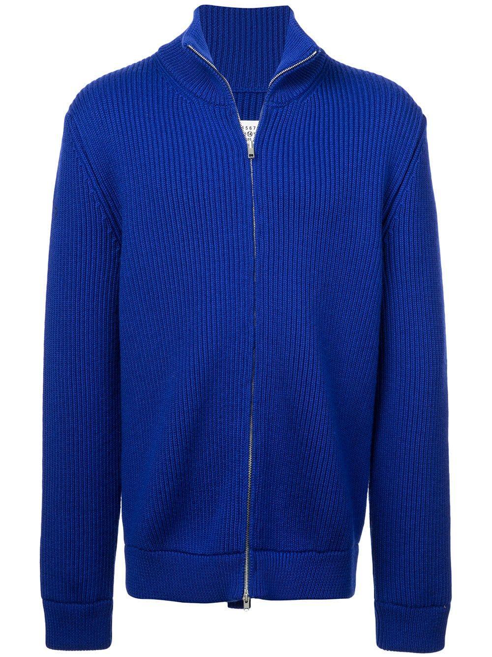 Maison Margiela Blue Wool Cardigan in Blue for Men - Lyst