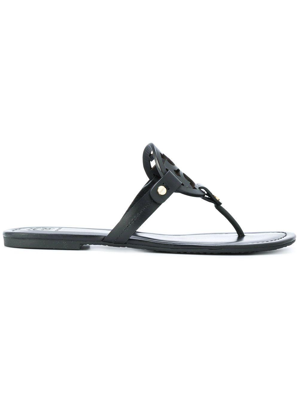 black leather tory burch sandals