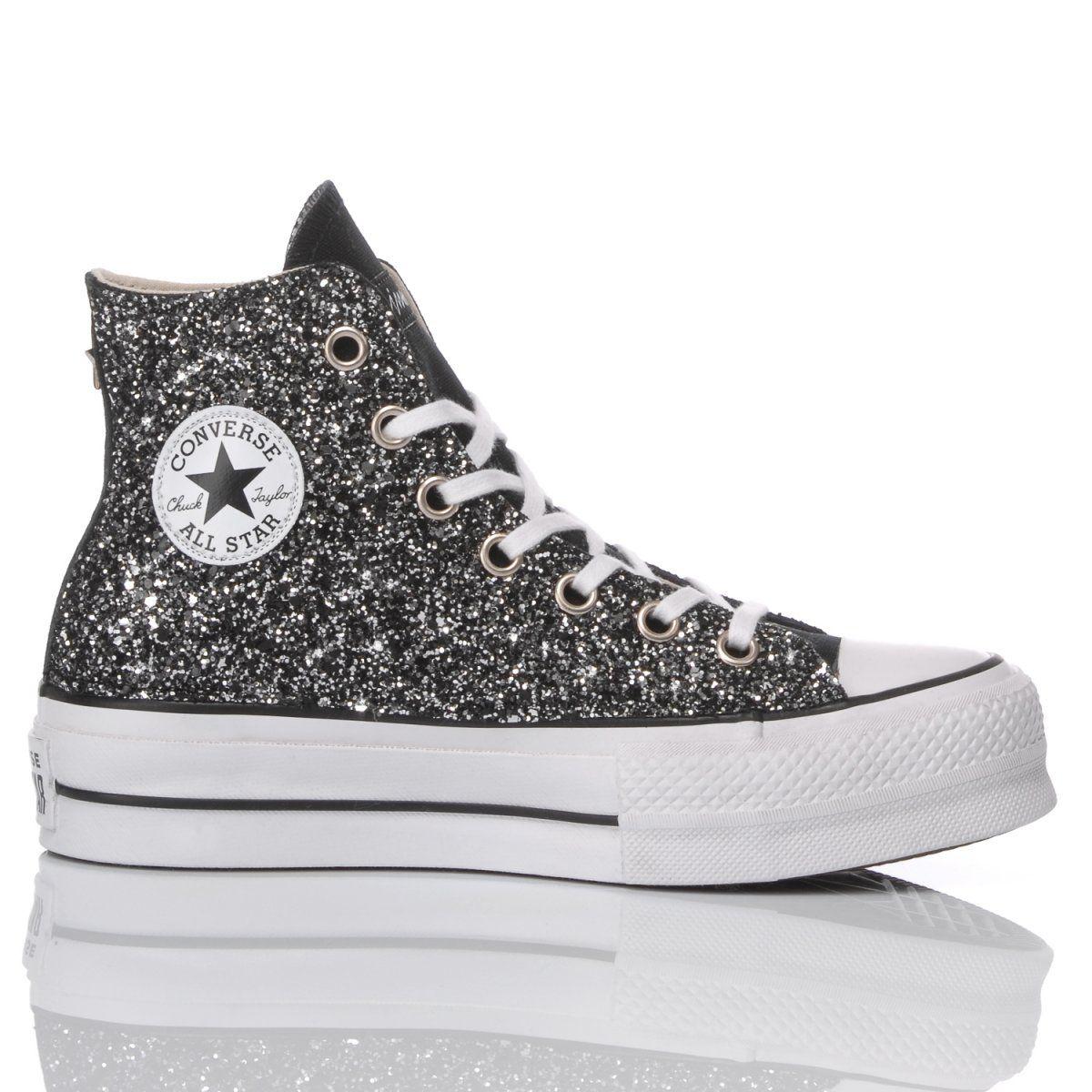 Converse Glitter Hi Top Sneakers in Black - Lyst