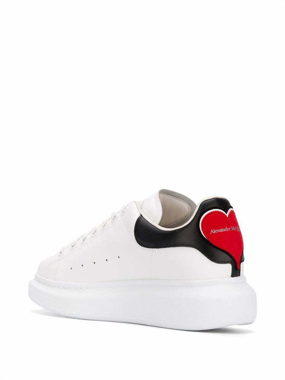 Alexander McQueen Leather Oversized Heart Patch Sneakers in White | Lyst