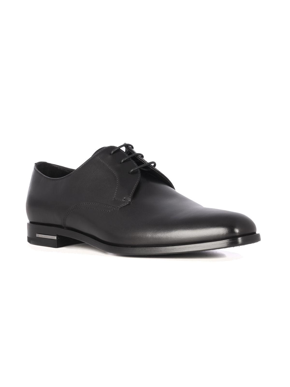 Prada Leather Lace-up Shoes in Black for Men - Lyst