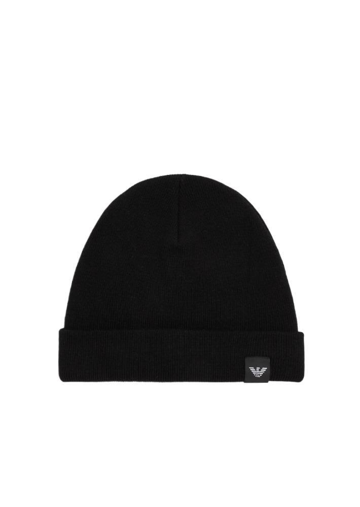 Emporio Armani Ribbed Wool-blend Beanie in Black for Men | Lyst