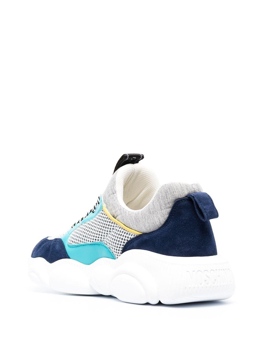 Moschino Leather Multi-panel Design Sneakers in Light Blue (Blue 