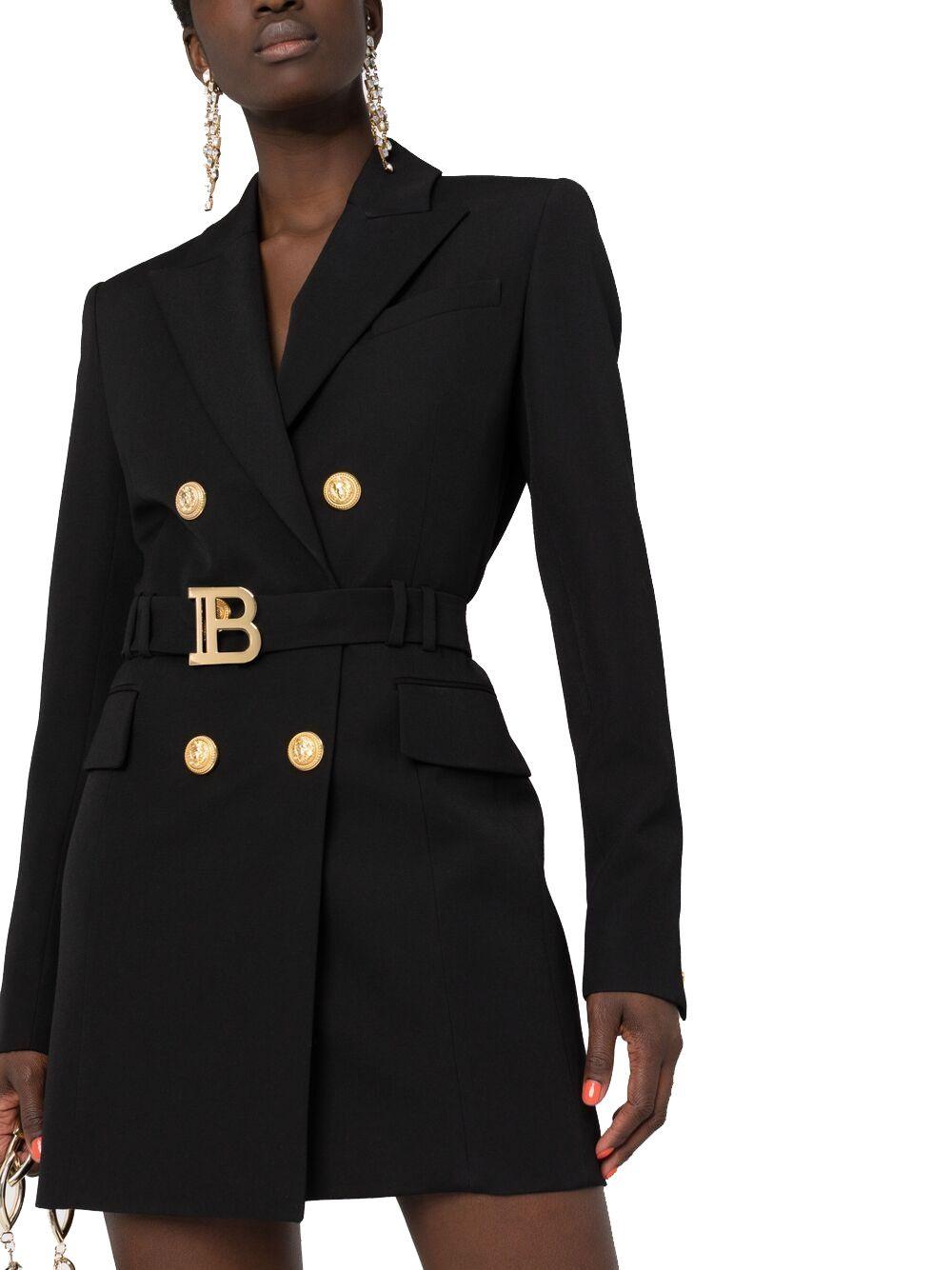 Balmain Belted Blazer Dress in Black | Lyst