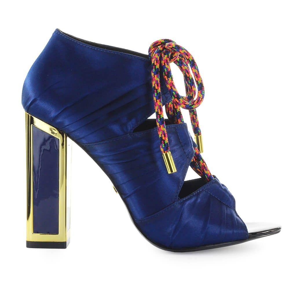 blue satin sandals