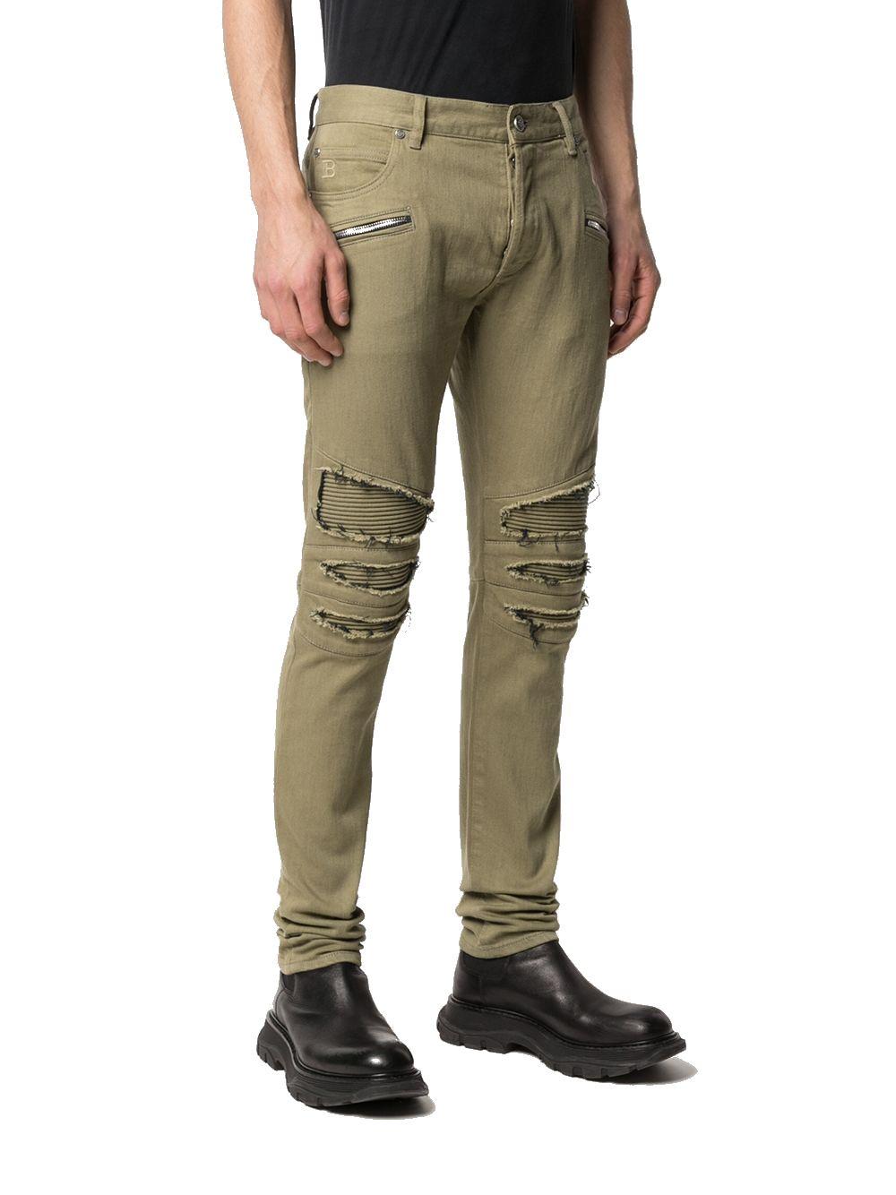 Balmain Cotton Jeans in Green for Men - Lyst