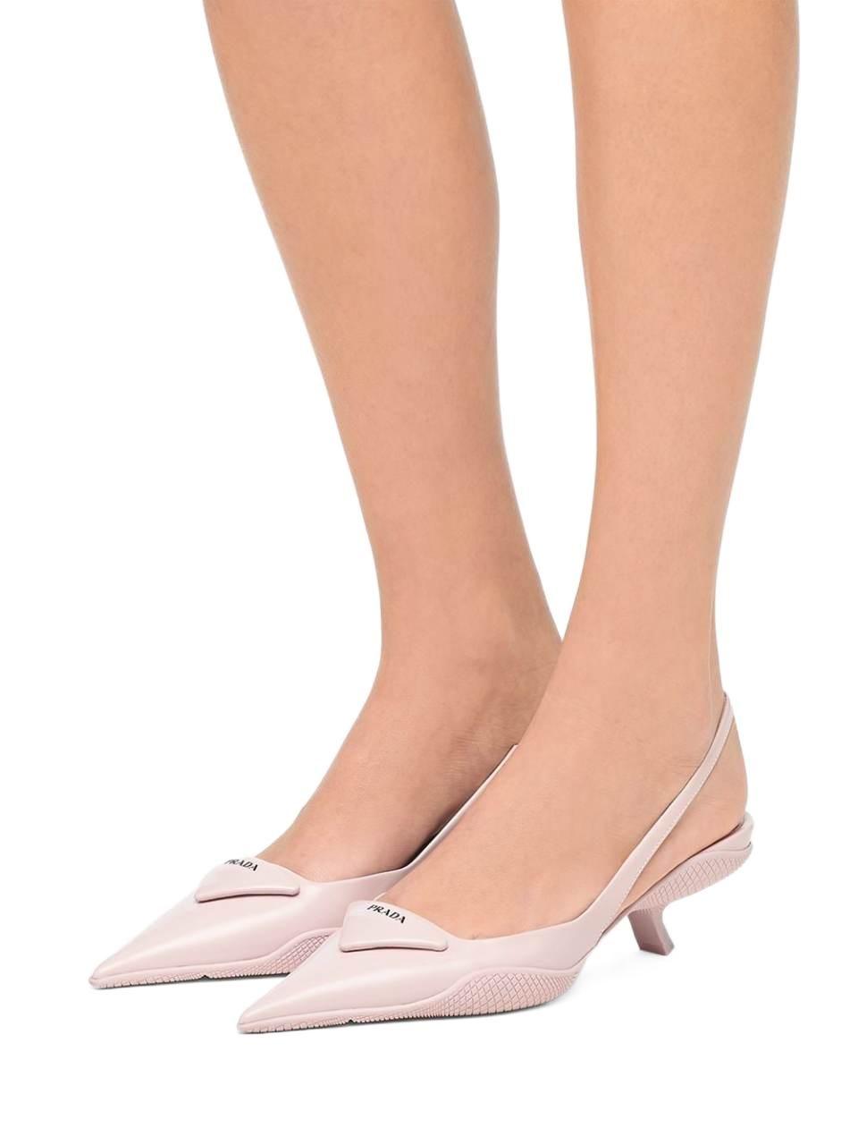 Prada Leather Gabardine Slingback Pointed Pumps in Pink - Save 37% | Lyst