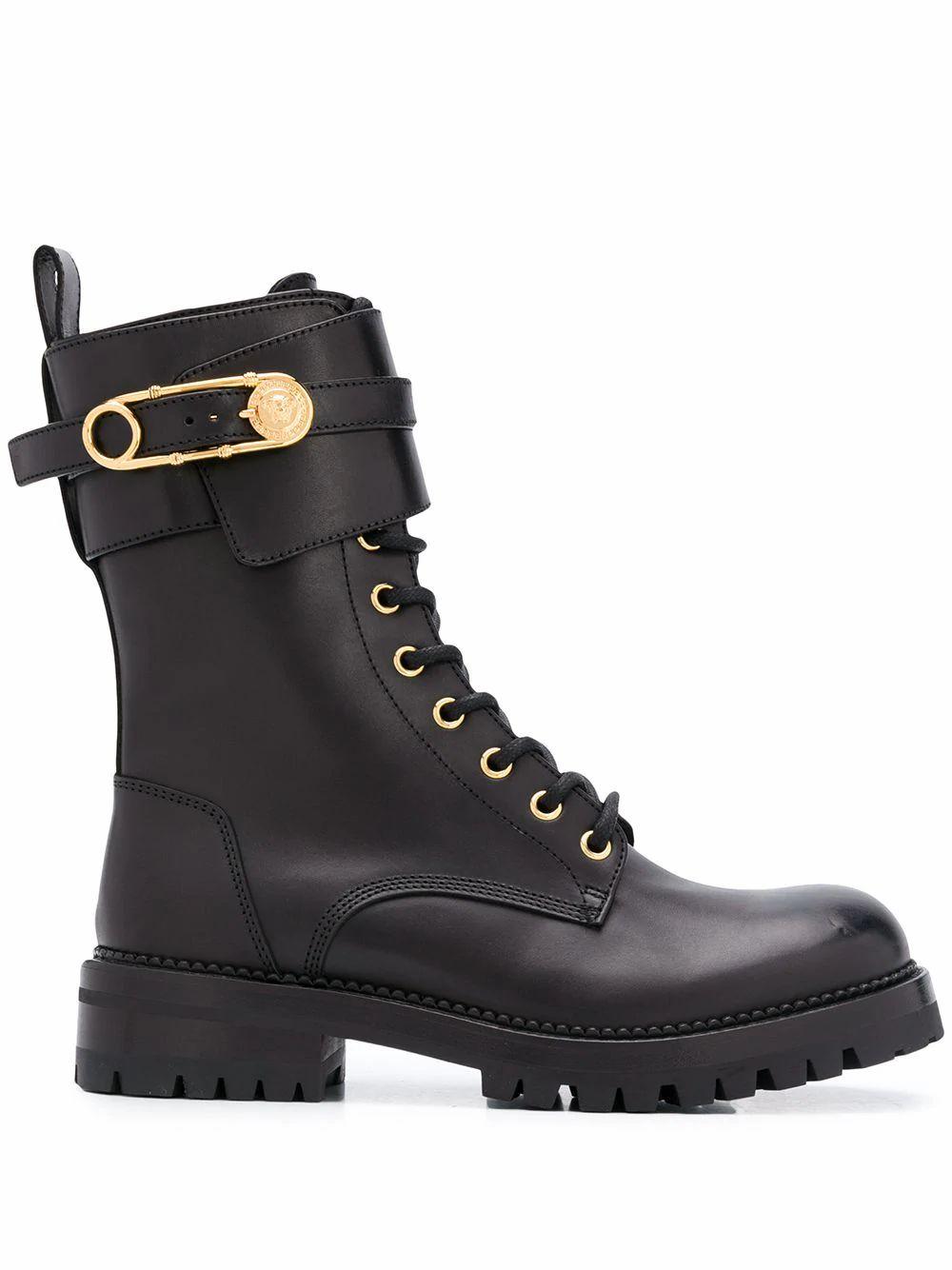 Versace Leather Ankle Boots in Black - Lyst