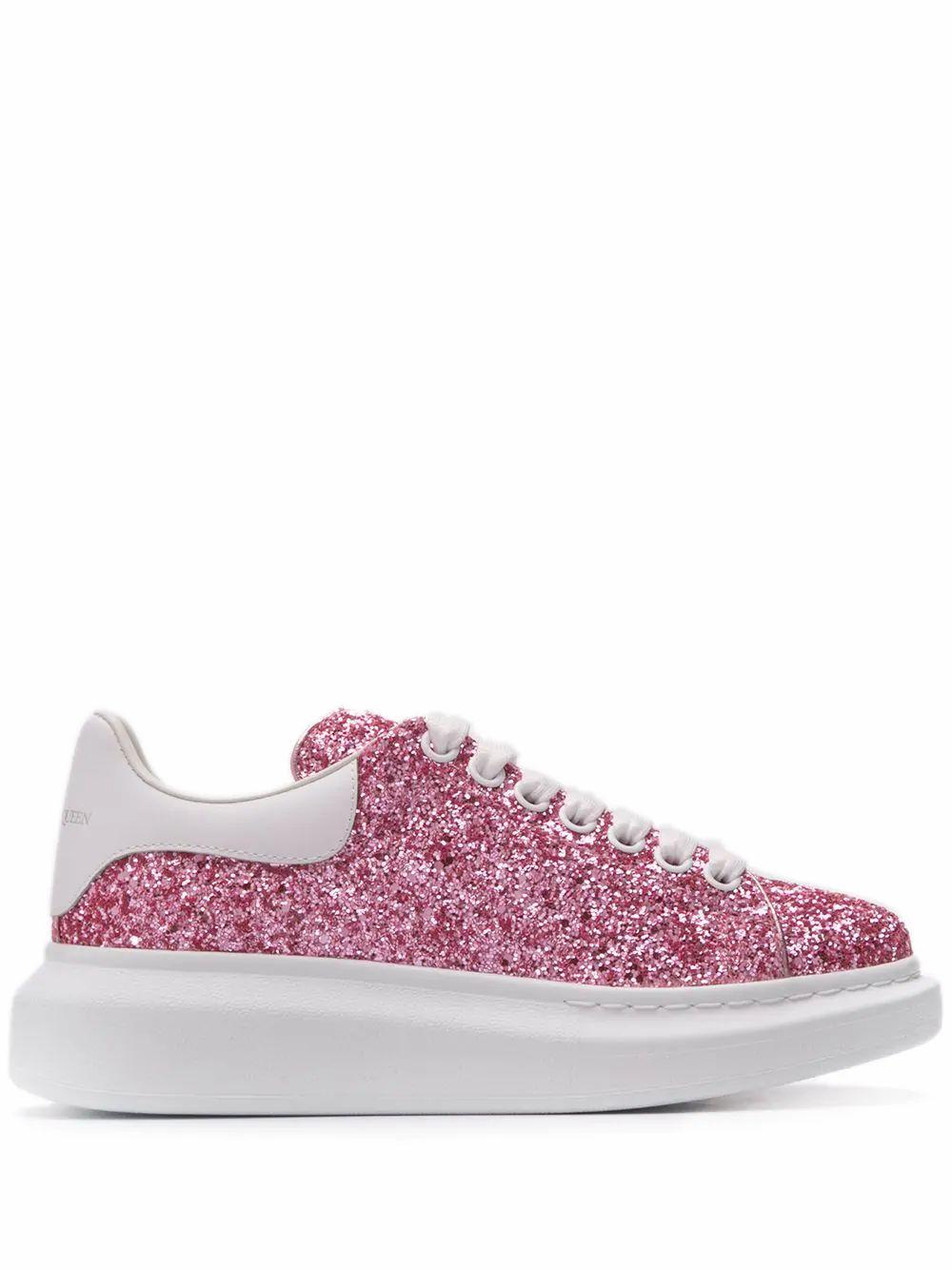 Sneakers In Pelle Con Glitter 45mmAlexander McQueen in Pelle di colore Rosa  | Lyst