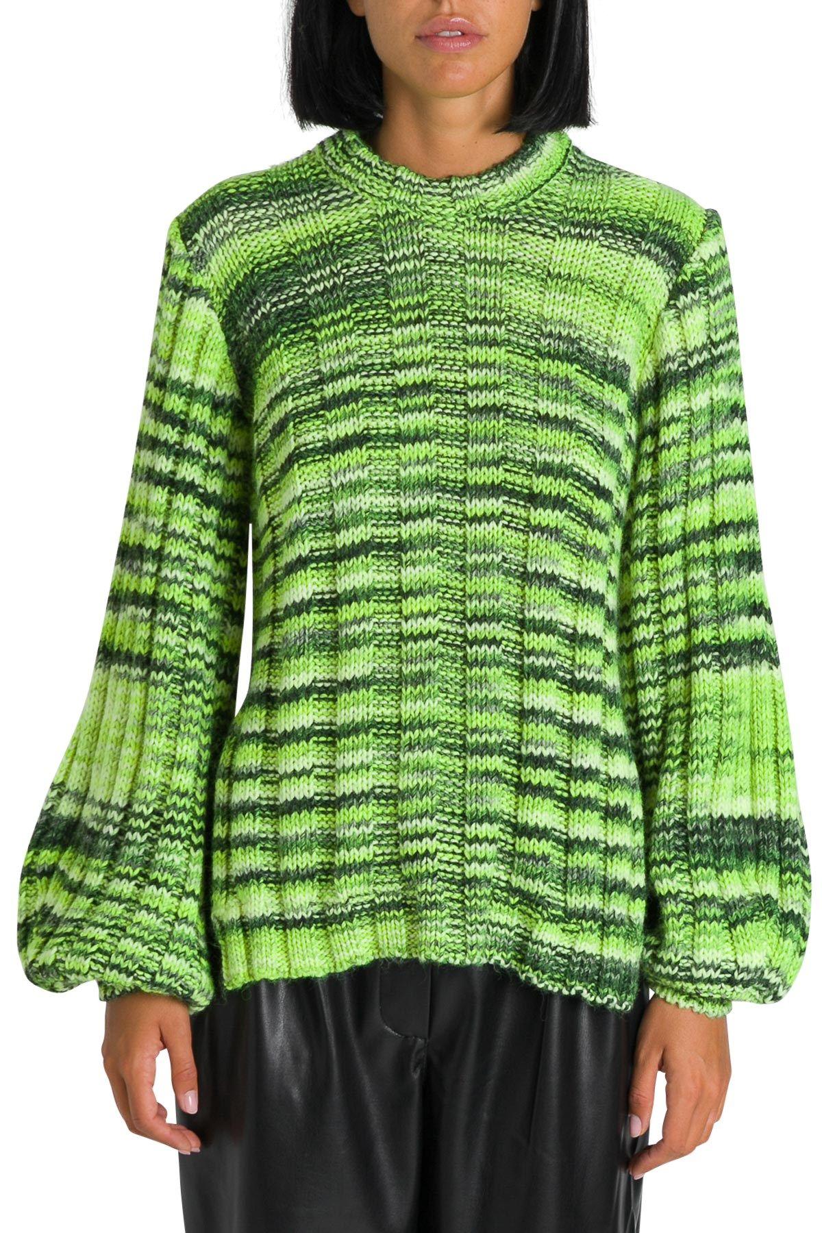 Ganni Neon Melange Knit Pullover in Green | Lyst Australia