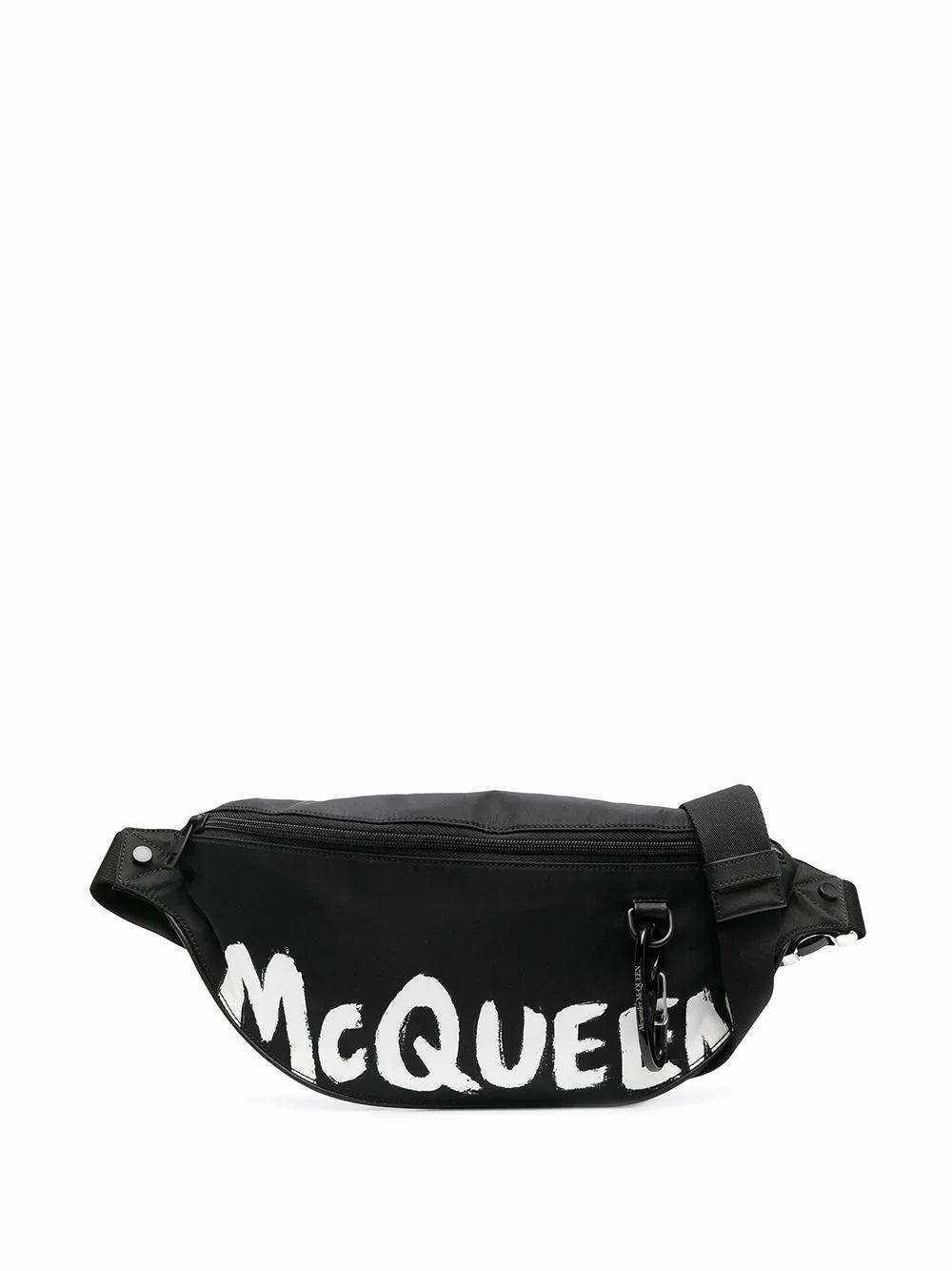 Alexander McQueen Logo Print Belt Bag in White (Black) for Men 