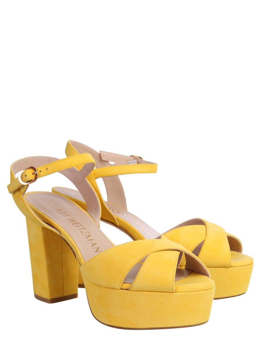 Stuart Weitzman Leather Sandals in Yellow - Lyst