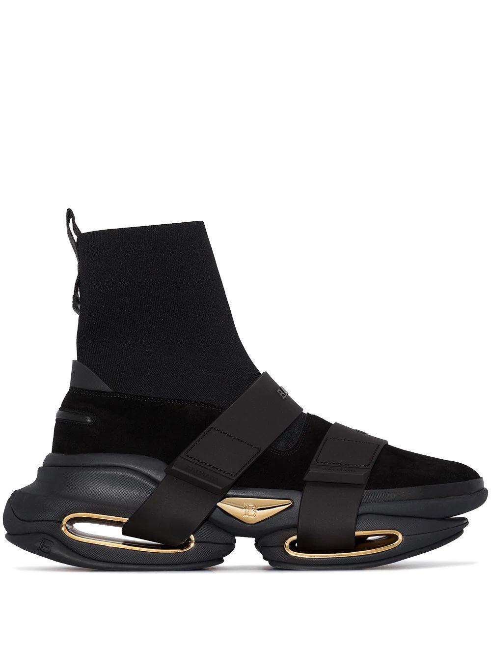 Balmain Synthetic Polyester Hi Top Sneakers in Black for Men - Lyst