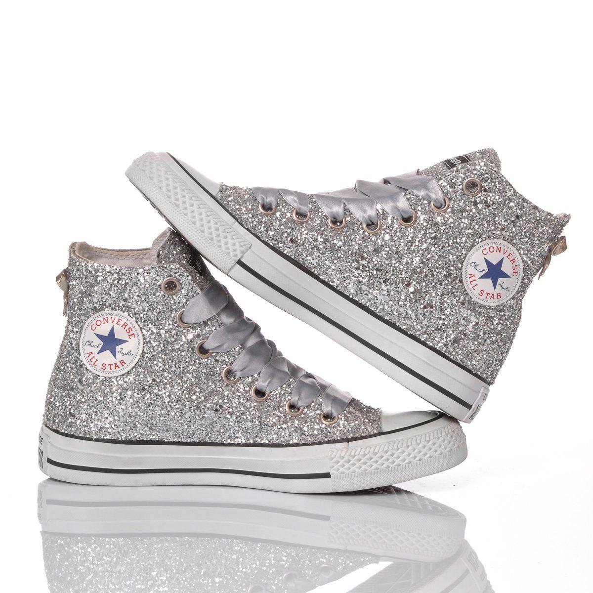 Converse S Glitter Hi Top Sneakers in Metallic | Lyst