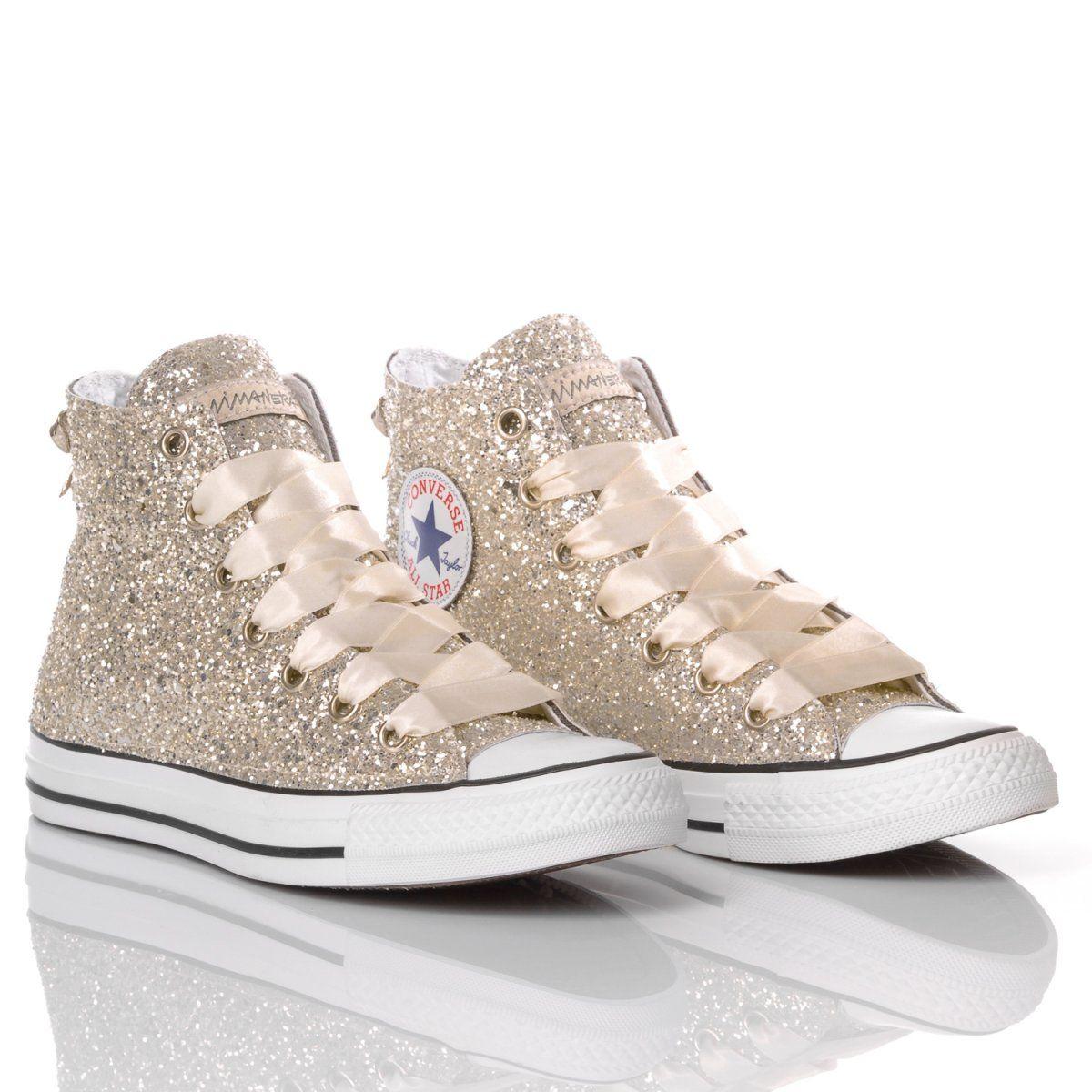 Converse Glitter Hi Top Sneakers in Beige (Natural) Lyst