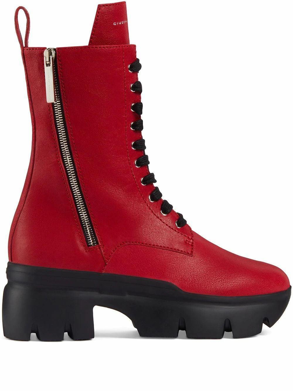 women's red combat boots