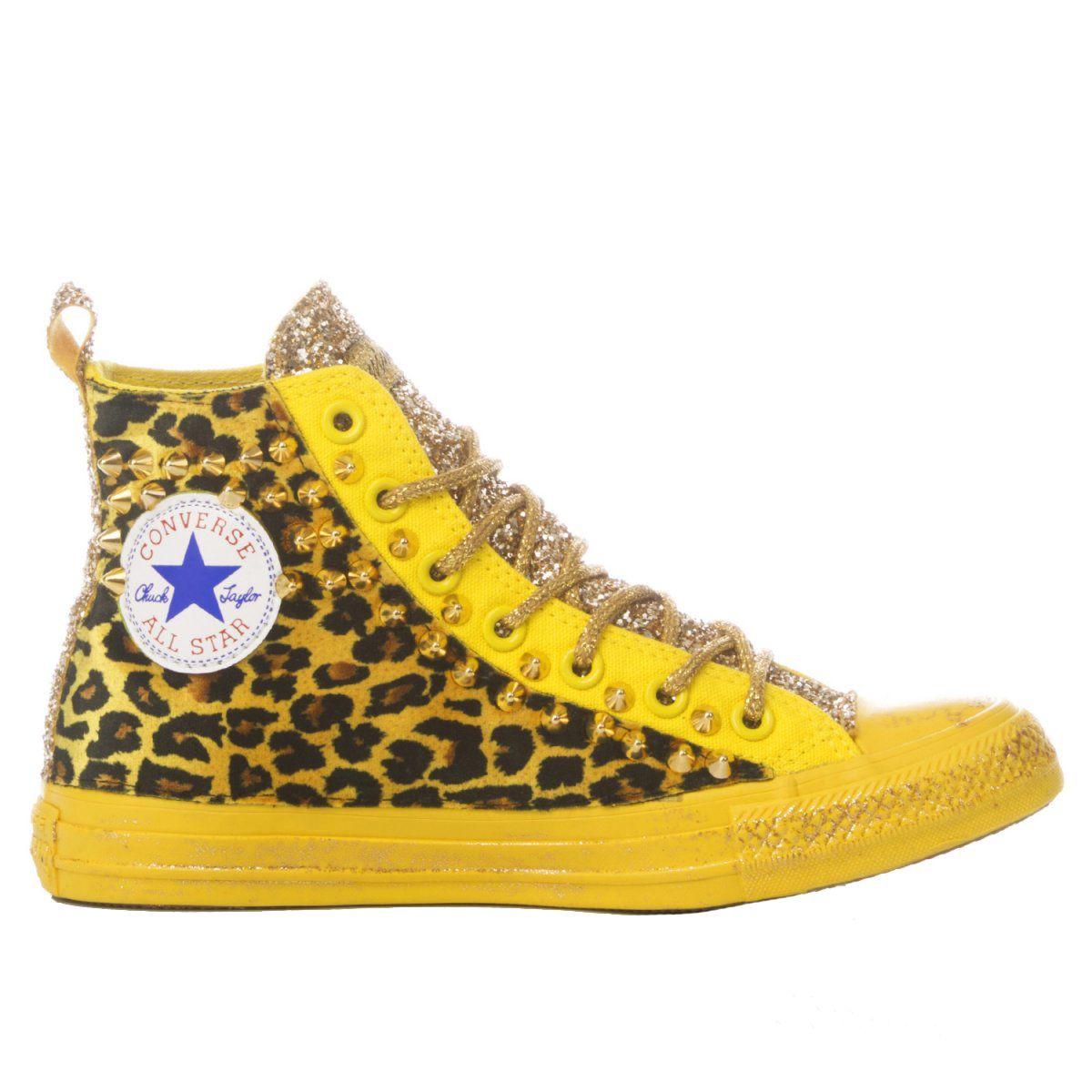 Converse Fabric Hi Top Sneakers in Yellow Lyst