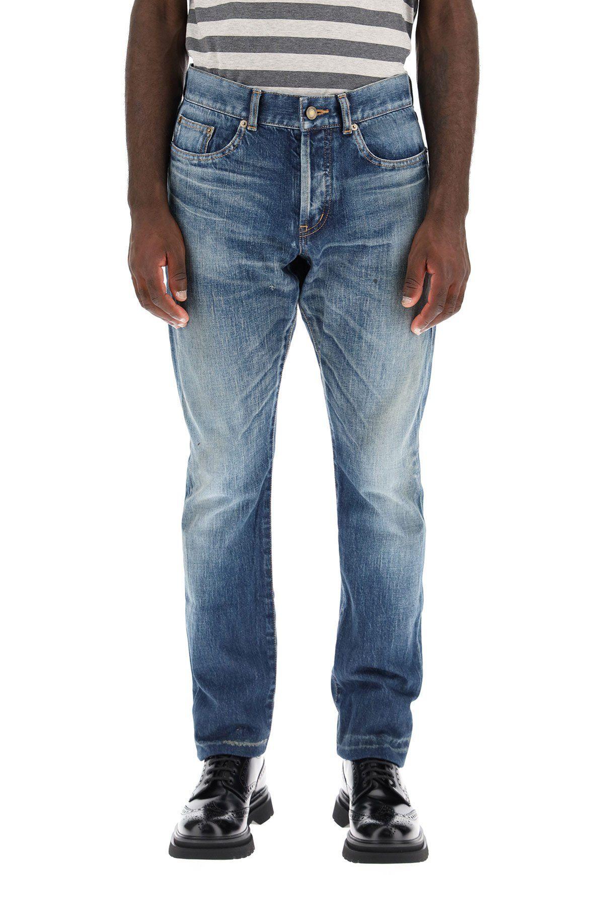 Saint Laurent Cotton Jeans in Blue for Men - Lyst