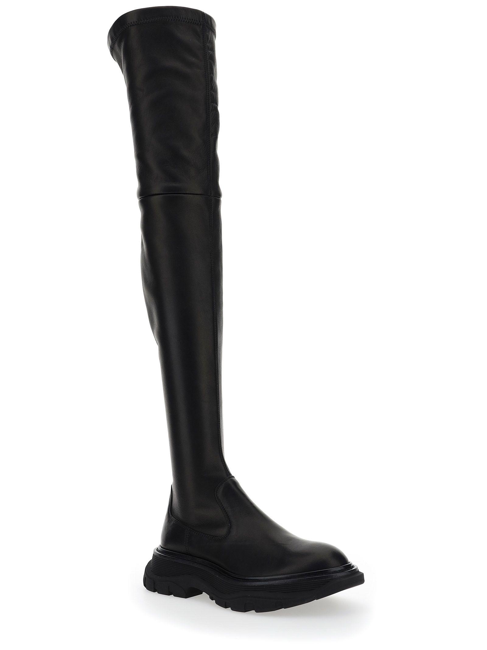 Alexander McQueen Leather Boots in Black - Lyst