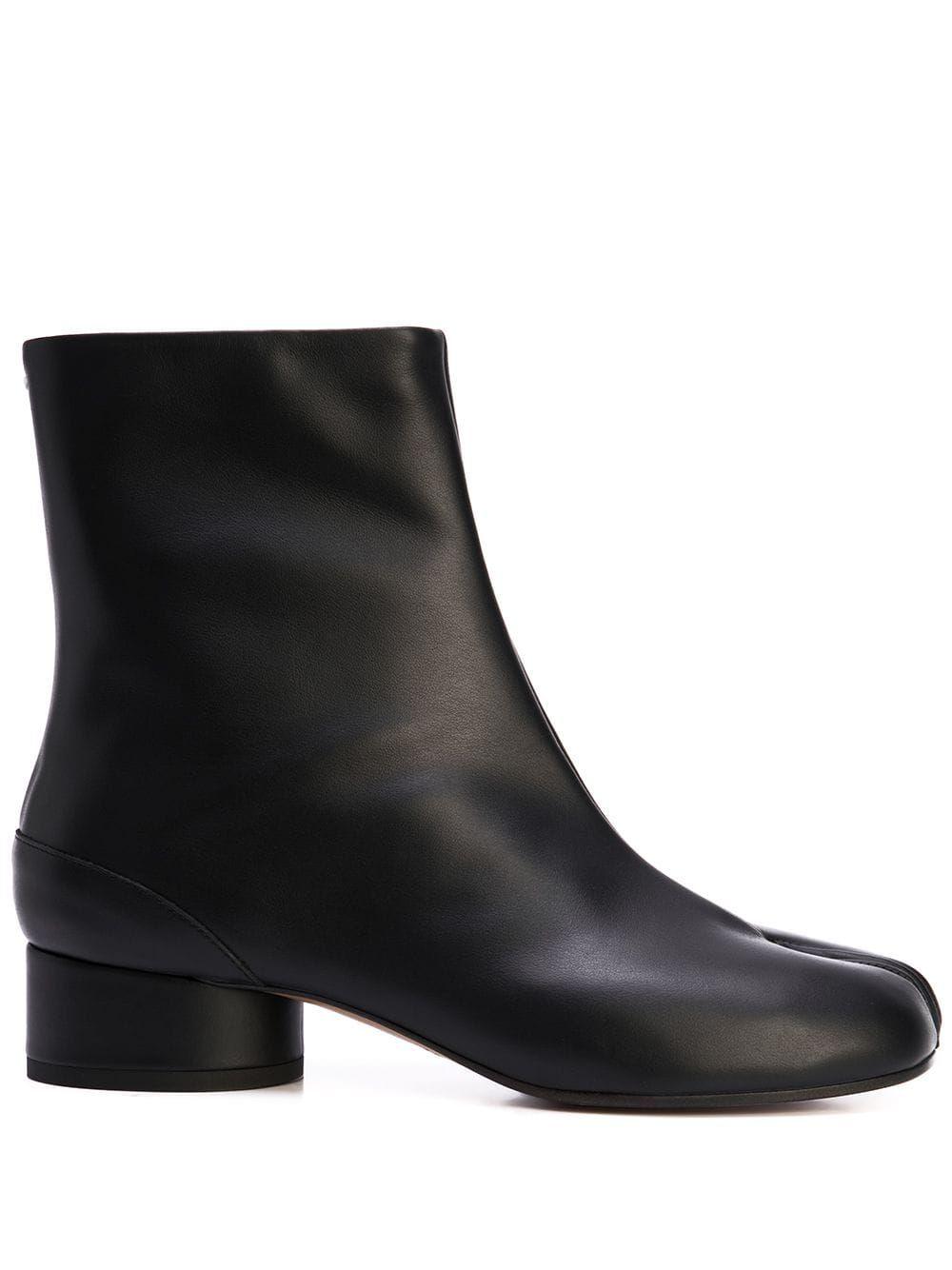 maison margiela black mid heel tabi boots