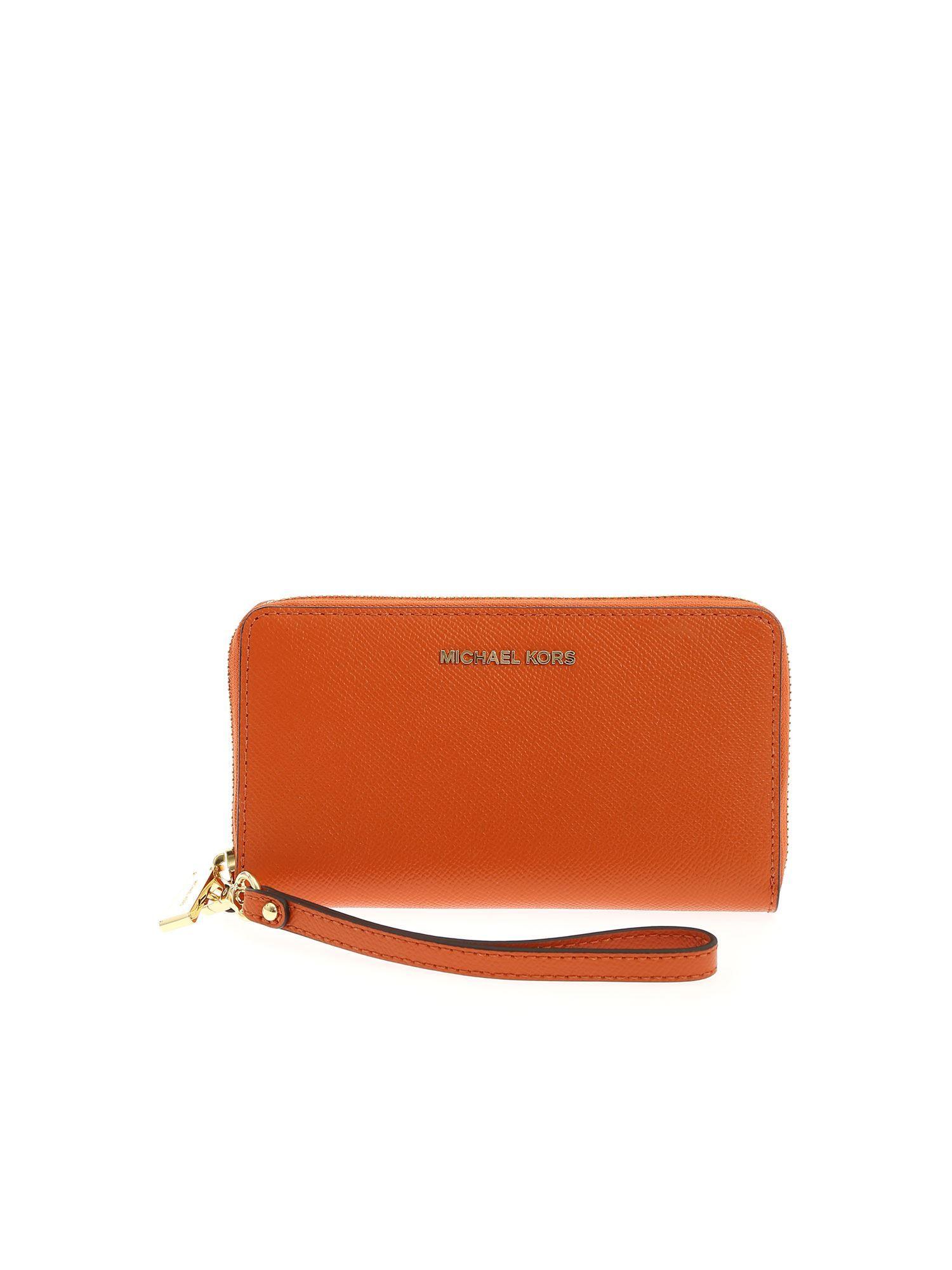 Michael Kors Orange Leather Wallet - Lyst