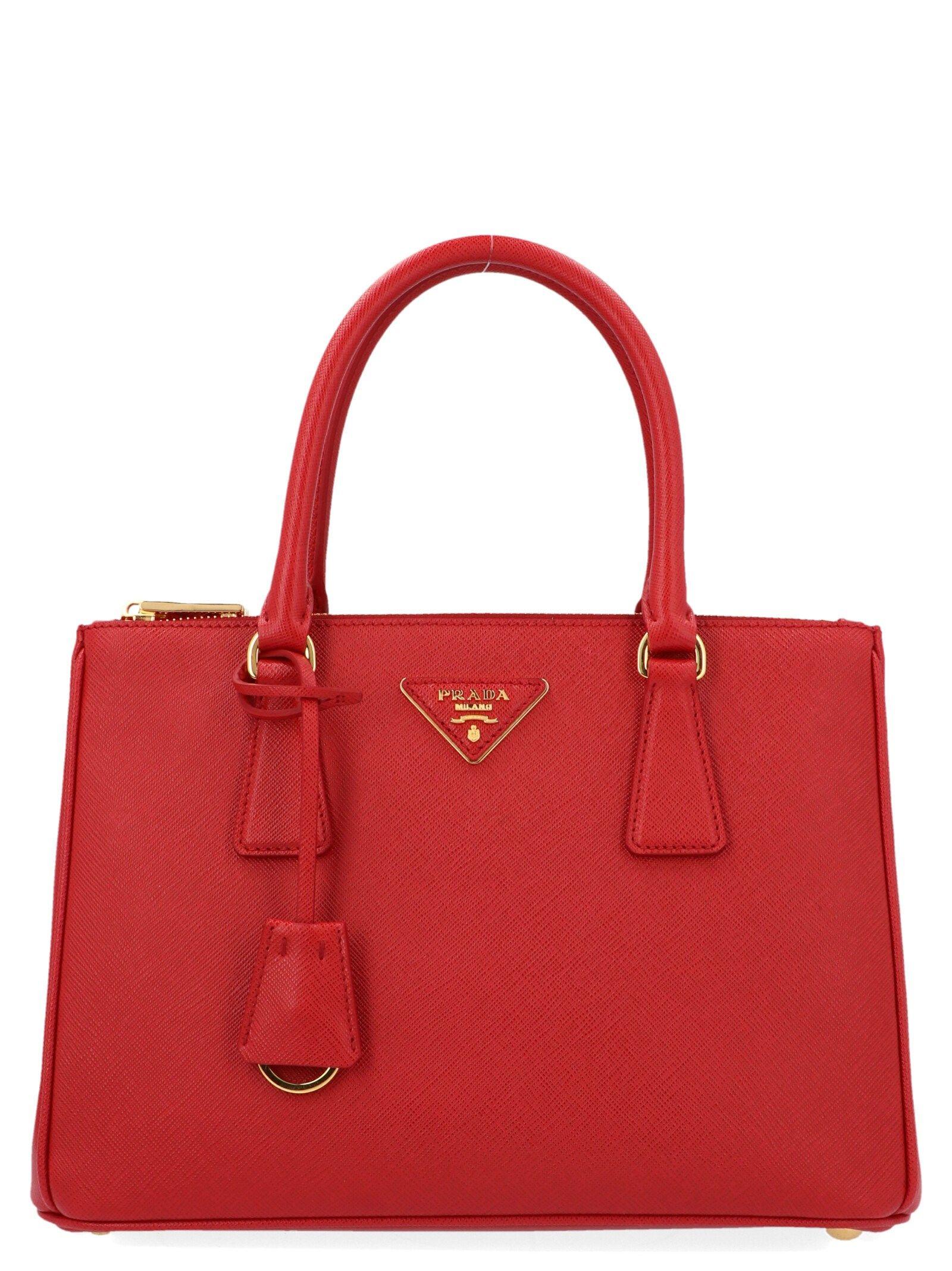 Prada Red Leather Handbag - Lyst