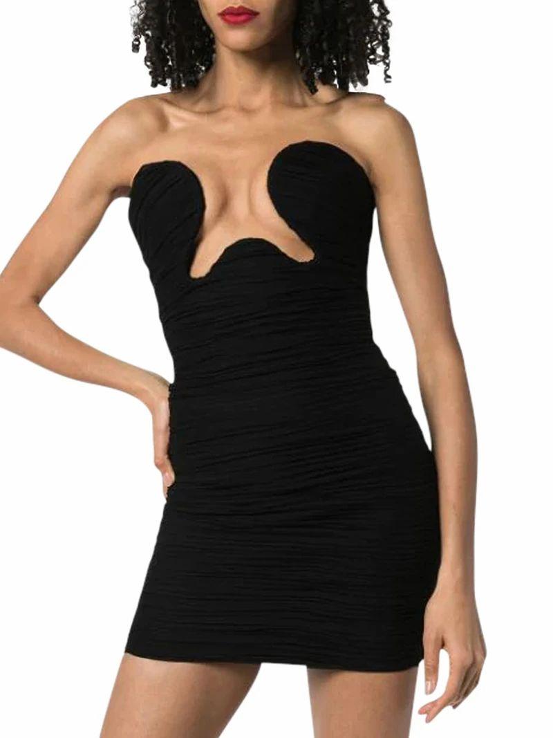 Saint Laurent Silk Cut-out Bustier Mini 