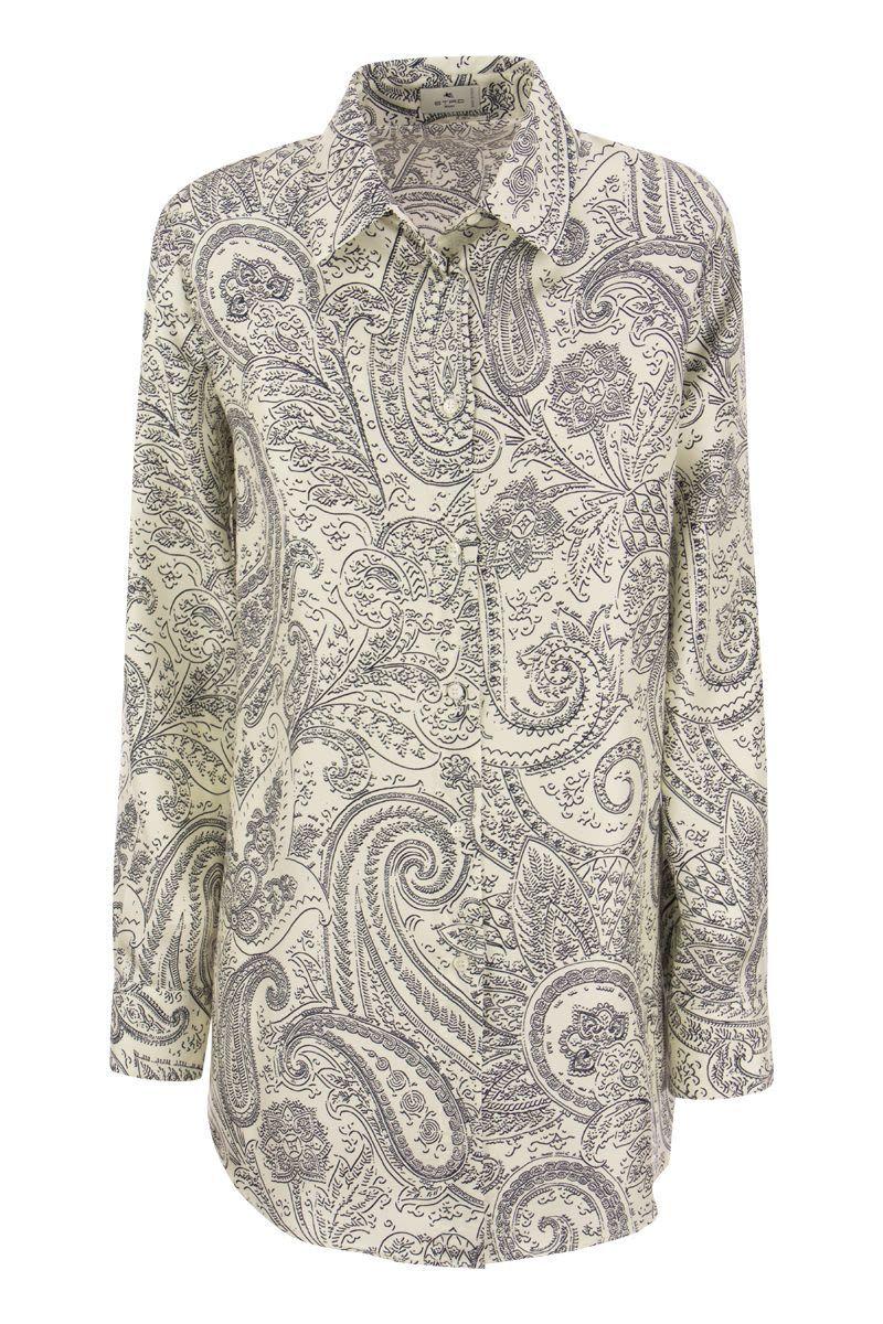 Etro Silk Shirt With Paisley Print in White | Lyst Canada