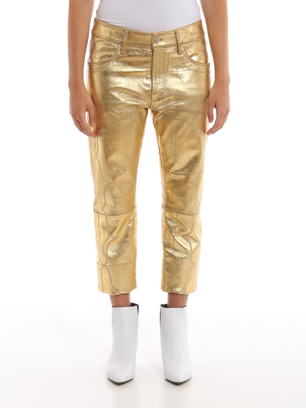 Golden Goose Deluxe Brand Leather Pants in Gold (Metallic) - Lyst
