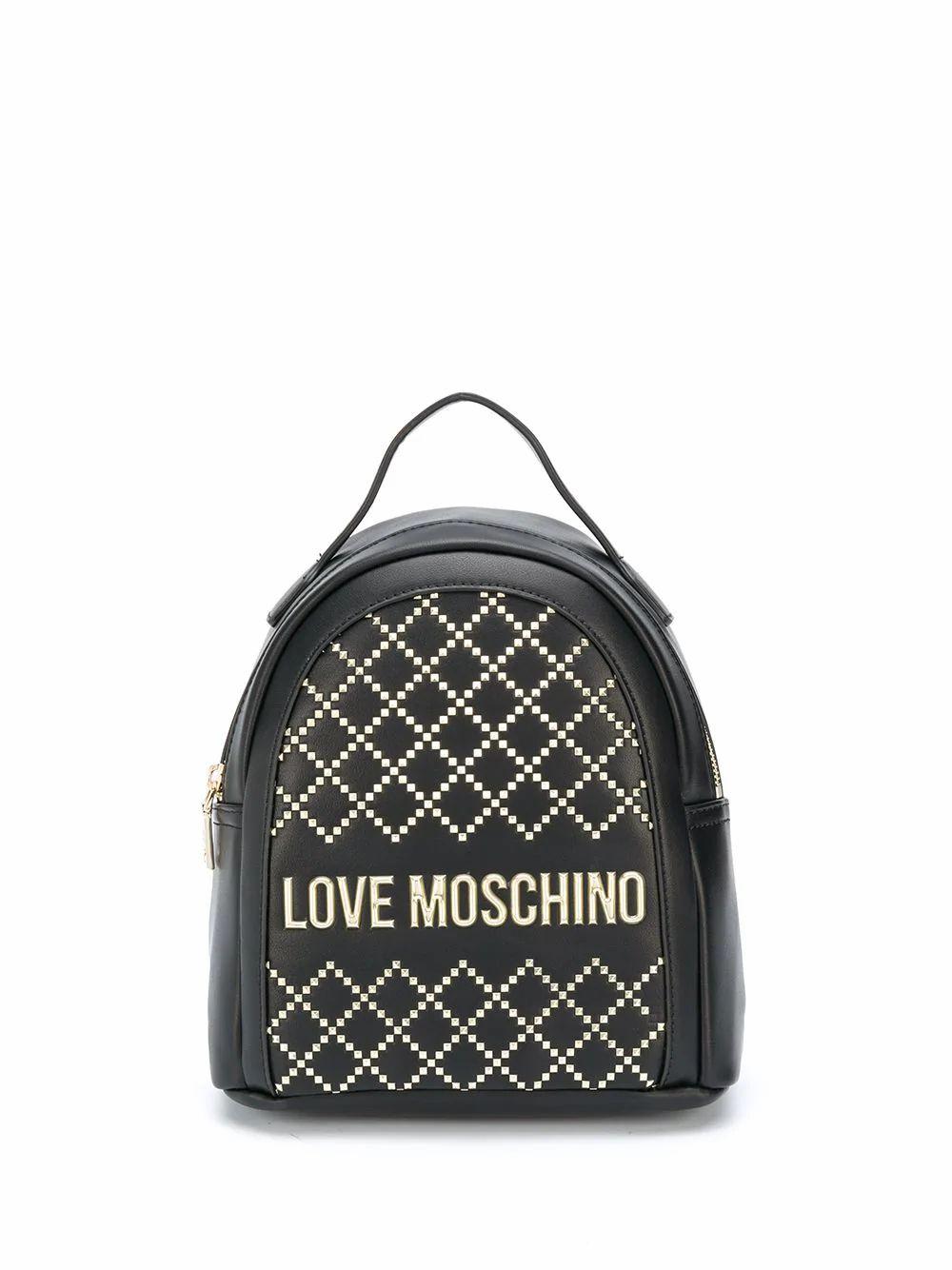 Love Moschino Rucksack mit Nieten-Logo in Schwarz - Lyst