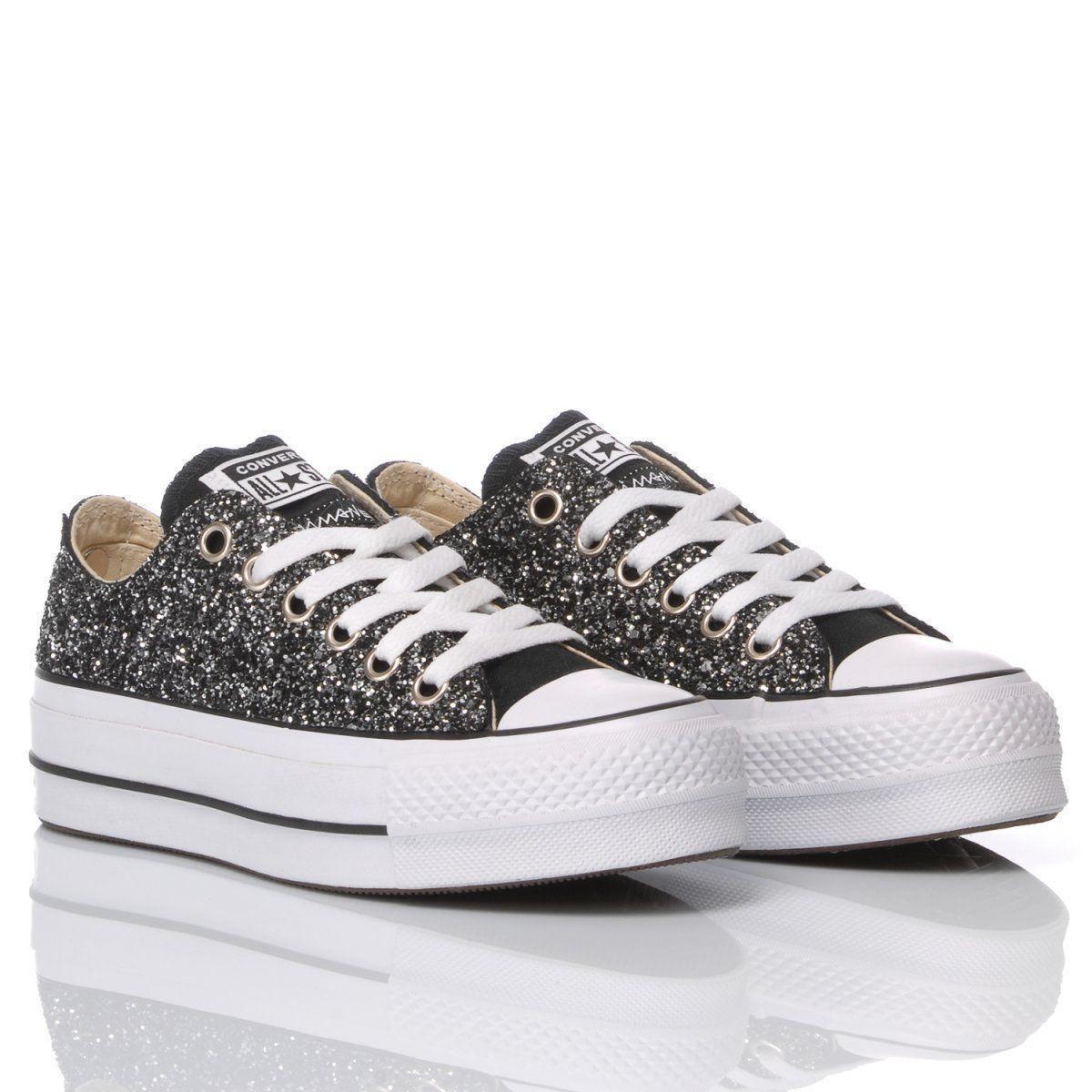 Converse Black Glitter Sneakers in Gray | Lyst