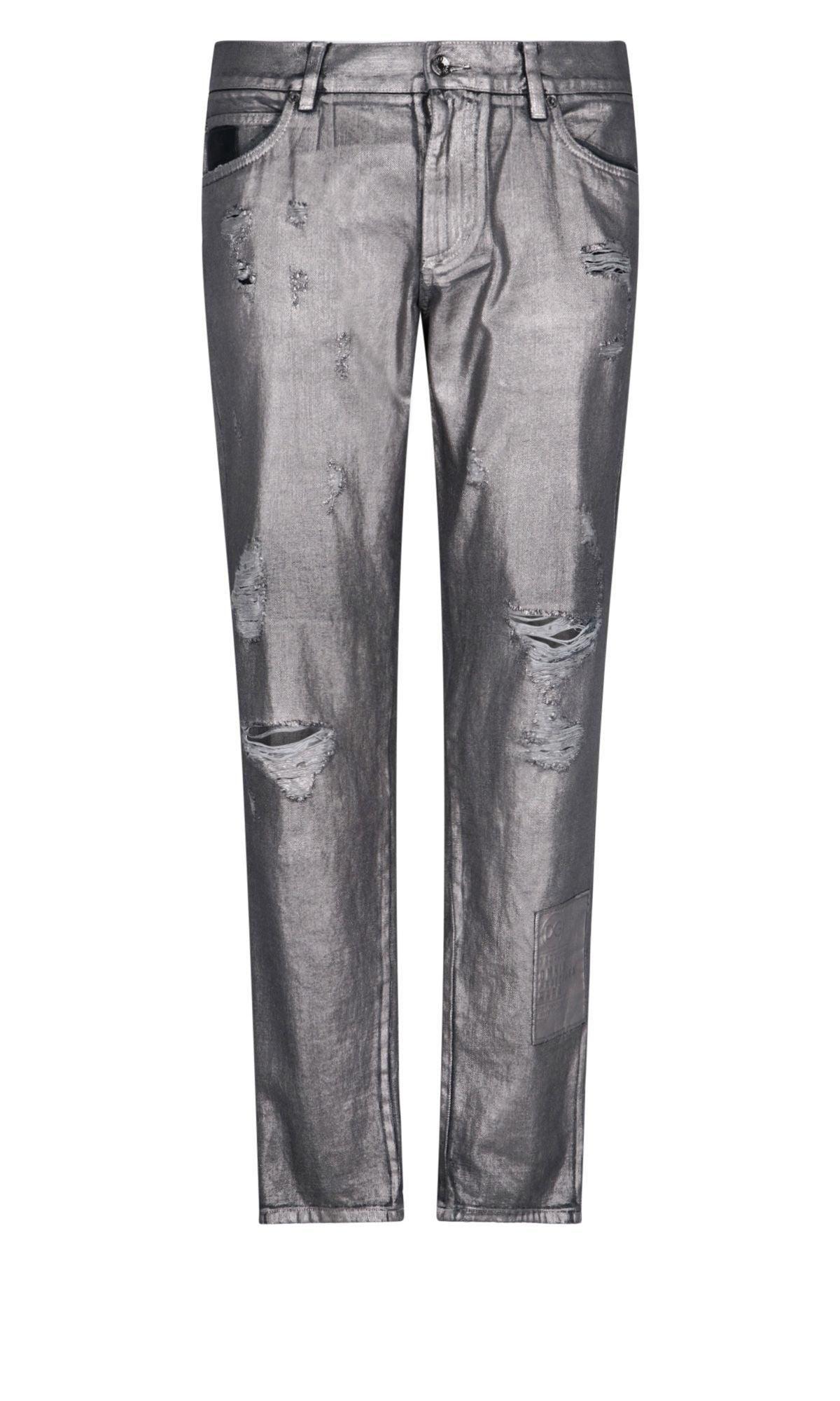 Dolce & Gabbana Coated Jeans in Gray for Men | Lyst