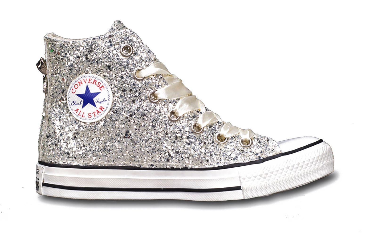 Converse Silver Glitter Hi Top Sneakers in Metallic | Lyst Australia