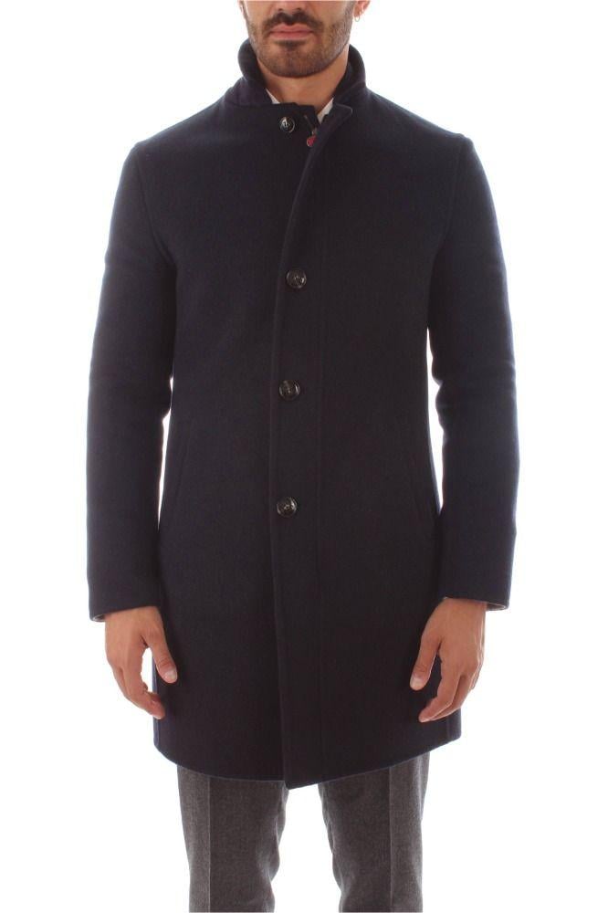 Kiton Cashmere Coat in Blue for Men - Lyst