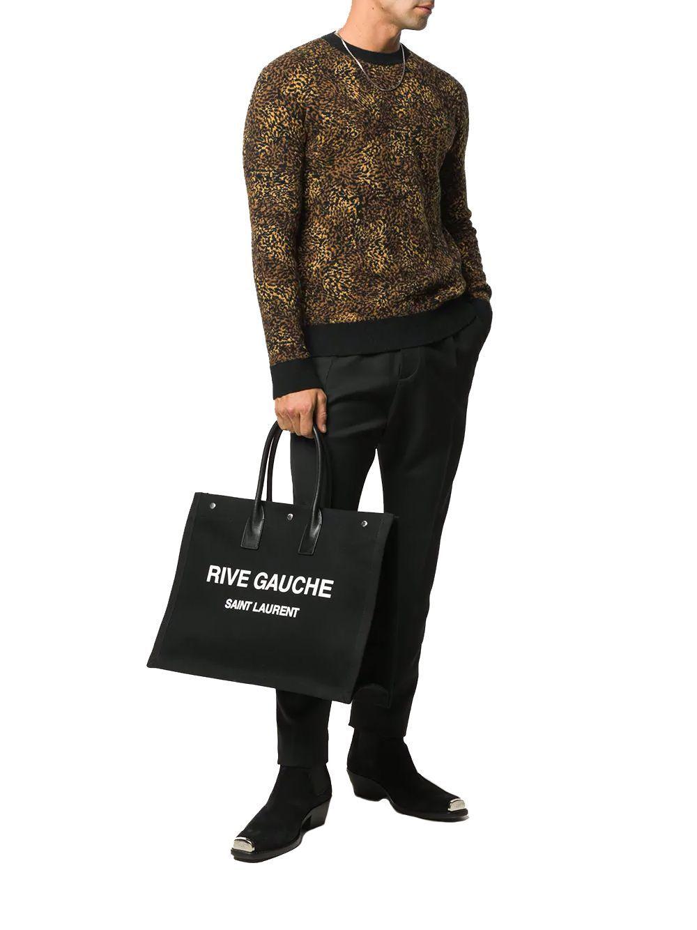 Saint Laurent Cotton Rive Gauche Tote Bag in Black for Men - Lyst