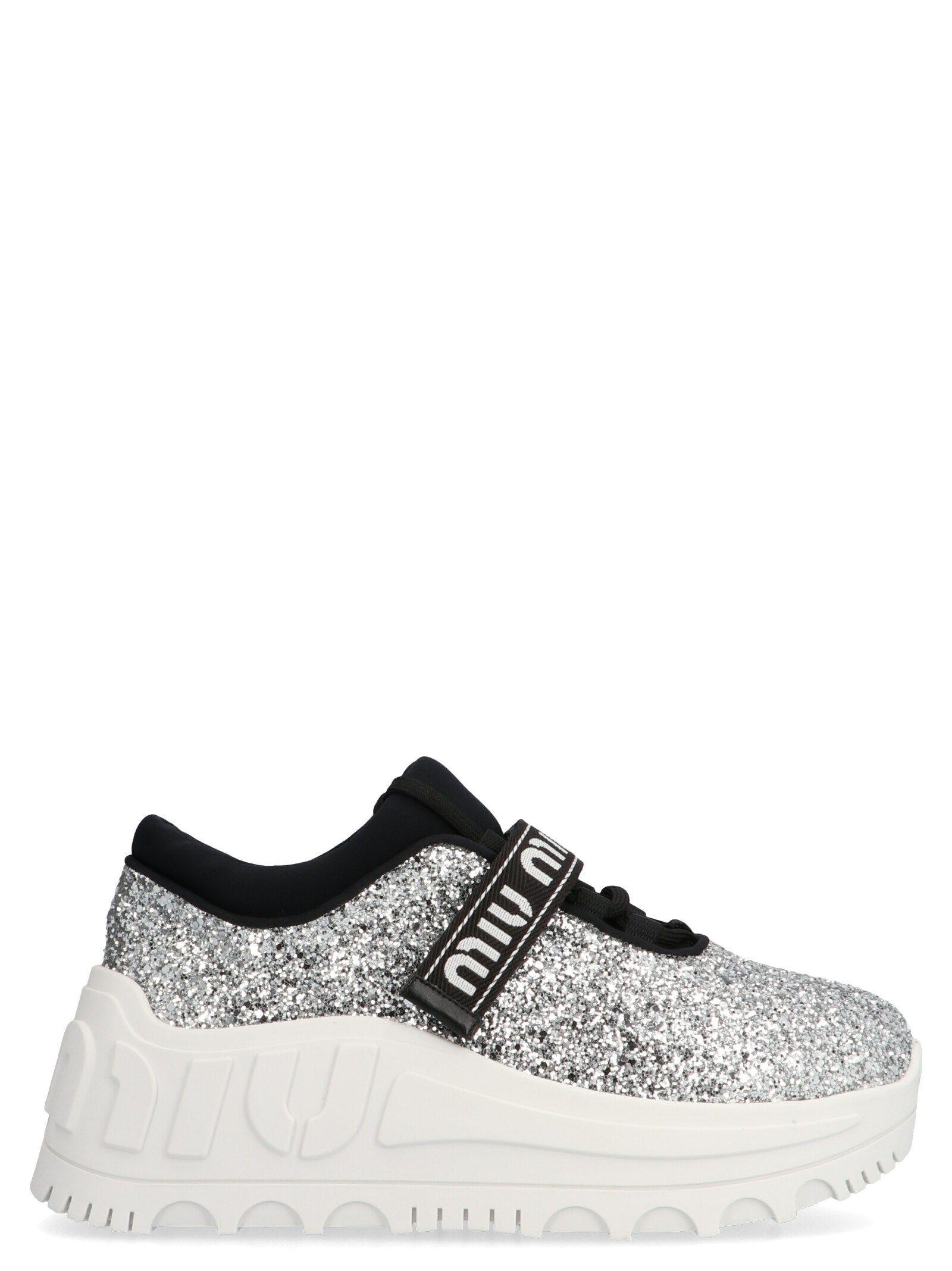 miu miu silver glitter shoes
