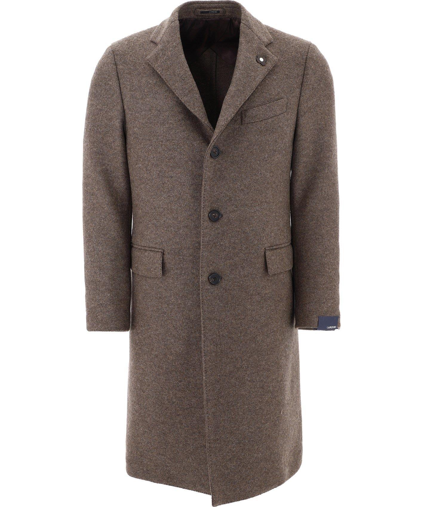 Lardini Wool Coat in Brown for Men - Lyst