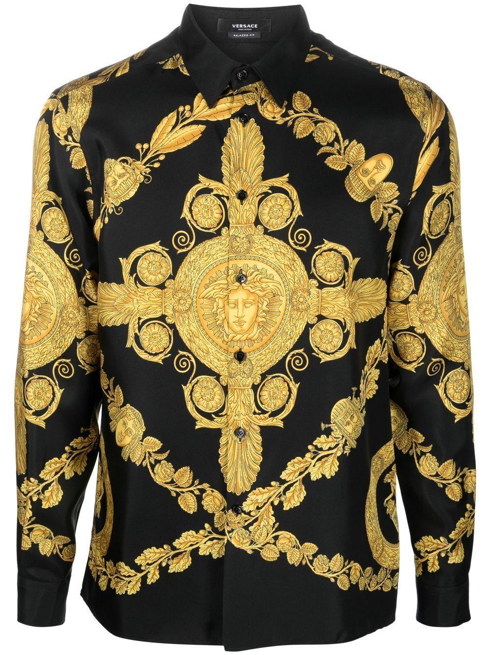 Versace Maschera Baroque Shirt in Black for Men | Lyst