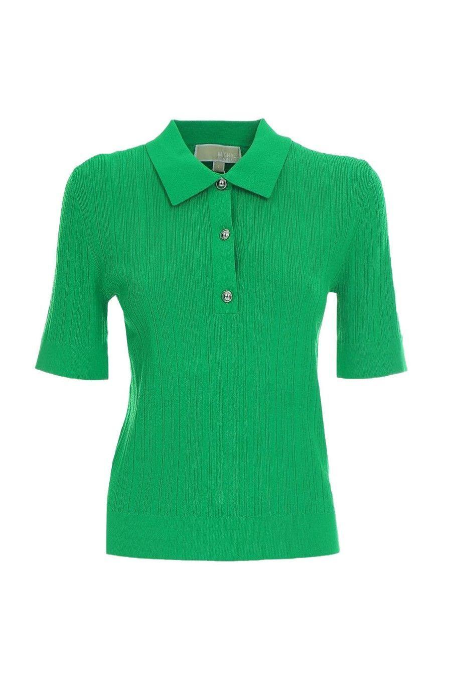 Michael Kors Viscose Polo Shirt in Green | Lyst