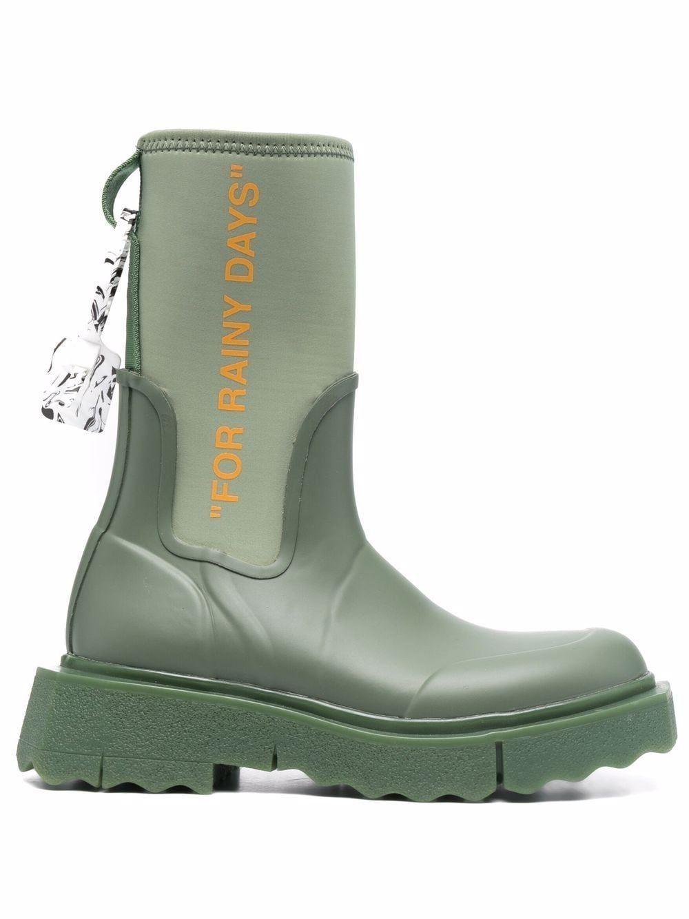 Off-White c/o Virgil Abloh Rubber Zip-tie Rain Boots in Green | Lyst