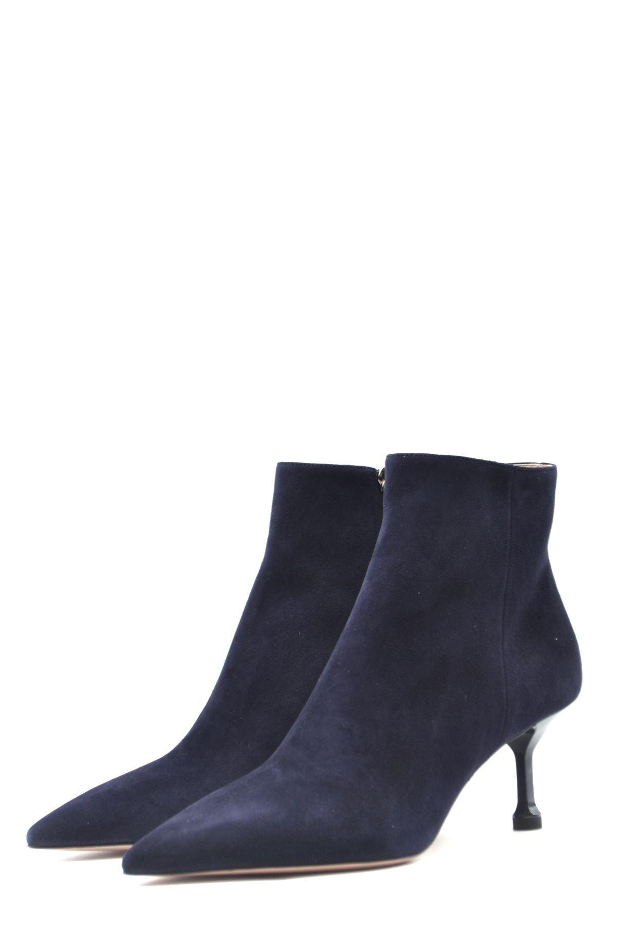 Prada Suede Pointed Ankle Boots in Blue 