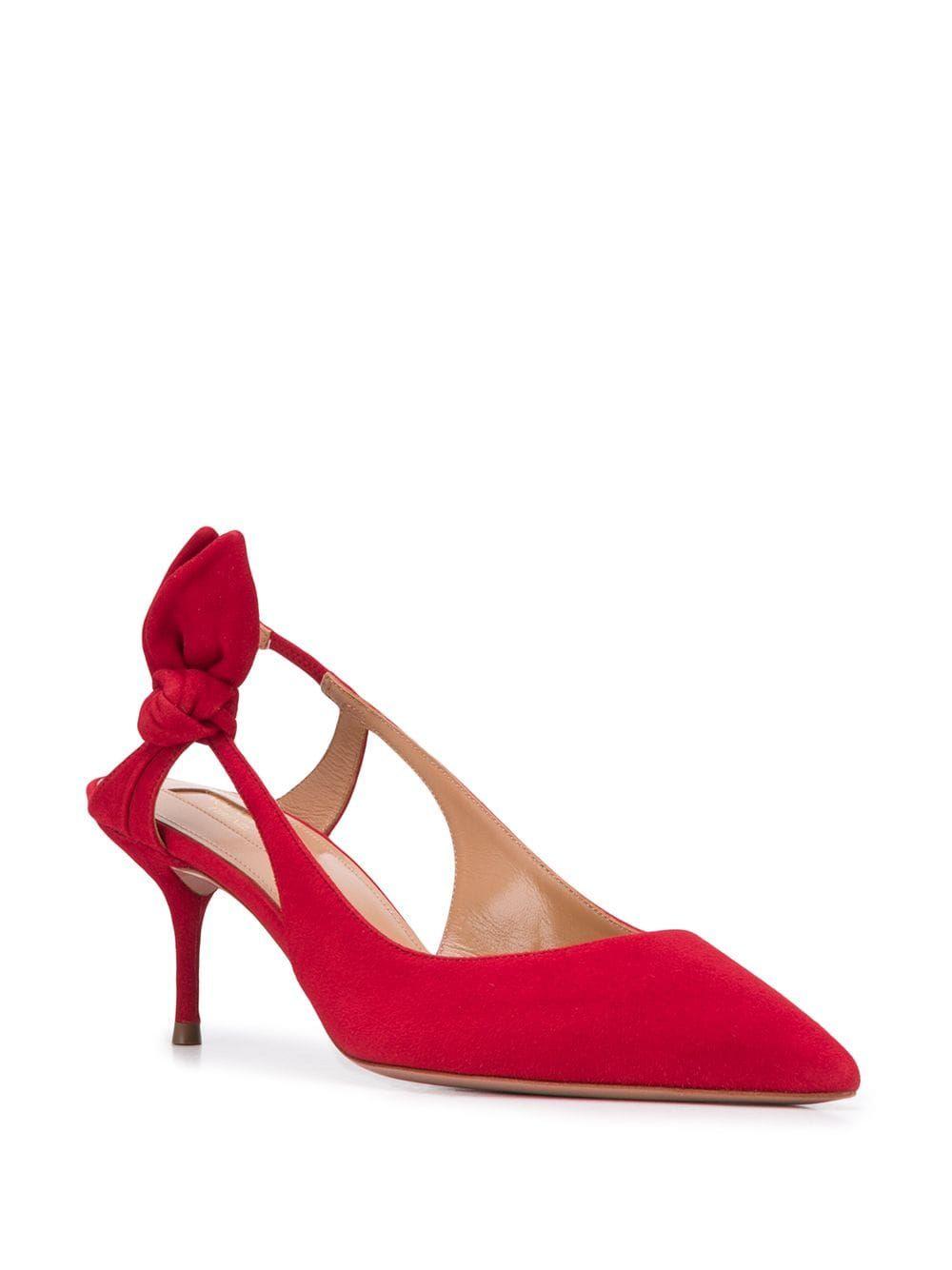 Aquazzura Leather Slingback Knot Pumps in Red | Lyst